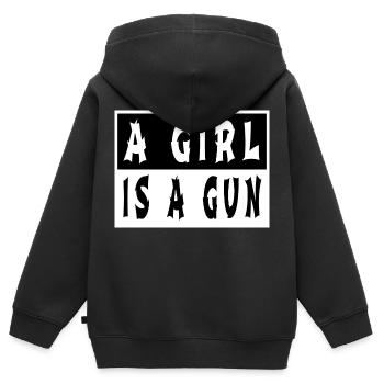 Citation sympa Bday Blackpower Abort Greg Abbott - Sweat Premium à capuche zippé enfant bio - noir - Dos - AI Model Kid Male (0cm)