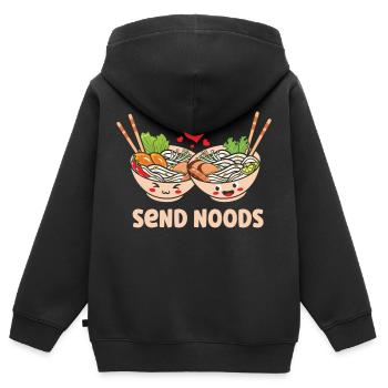 Envoyer des nouilles Pho Soup Kawaii Ramen - Sweat Premium à capuche zippé enfant bio - noir - Dos - AI Model Kid Male (0cm)