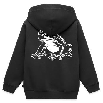 Frosch Amphibie Kröte - Kinder Premium Organic Zip Hoodie - Schwarz - Hinten - AI Model Kid Male (0cm)