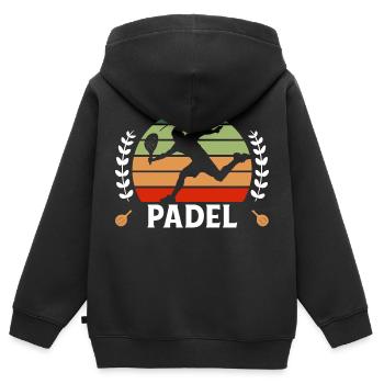 Padel Tennis Paddel Paddelball Padel Plattform - Kinder Premium Organic Zip Hoodie - Schwarz - Hinten - AI Model Kid Male (0cm)
