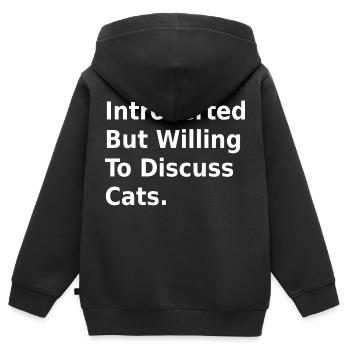 introvertiert, aber bereit, über Katzen zu diskutieren - Kinder Premium Organic Zip Hoodie - Schwarz - Hinten - AI Model Kid Male (0cm)