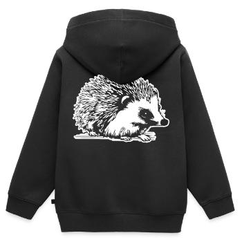 Igel Wald Stachelig Tier - Kinder Premium Organic Zip Hoodie - Schwarz - Hinten - AI Model Kid Male (0cm)
