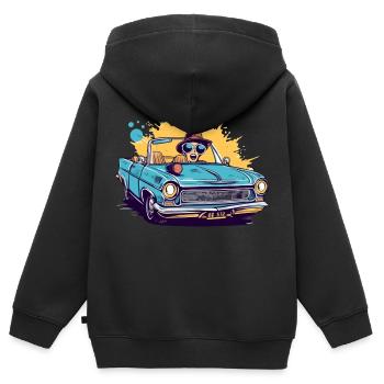 Emma im Cabrio - Kinder Premium Organic Zip Hoodie - Schwarz - Hinten - AI Model Kid Male (0cm)