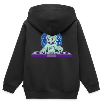 Urbane Musik - Kinder Premium Organic Zip Hoodie - Schwarz - Hinten - AI Model Kid Male (0cm)