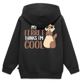 Mignonne belette drôle mon furet pense que je suis cool - Sweat Premium à capuche zippé enfant bio - noir - Dos - AI Model Kid Male (0cm)
