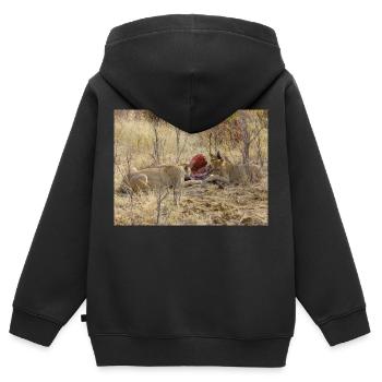 ein Rudel fressender Löwen im Chobe-Nationalpark - Kinder Premium Organic Zip Hoodie - Schwarz - Hinten - AI Model Kid Male (0cm)