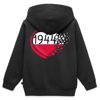 Pologne 1944 - Sweat Premium à capuche zippé enfant bio - noir - Dos - AI Model Kid Male (0cm)