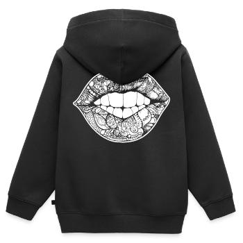 Lippen Mund Kussmund - Kinder Premium Organic Zip Hoodie - Schwarz - Hinten - AI Model Kid Male (0cm)