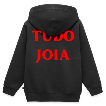Portugiesisch Sprache glücklich Fröhlichkeit - Kinder Premium Organic Zip Hoodie - Schwarz - Hinten - AI Model Kid Male (0cm)