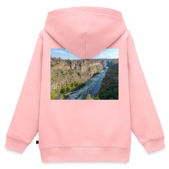 Schlucht in der Nähe der Victoriafälle in Simbabwe - Kinder Premium Organic Zip Hoodie - Rosa - Hinten - AI Model Kid Female (0cm)