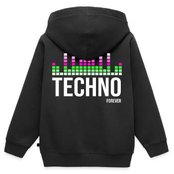 Techno - Kinder Premium Organic Zip Hoodie - Schwarz - Hinten - AI Model Kid Male (0cm)