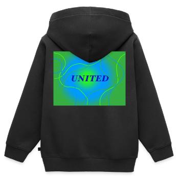 United - Kinder Premium Organic Zip Hoodie - Schwarz - Hinten - AI Model Kid Male (0cm)