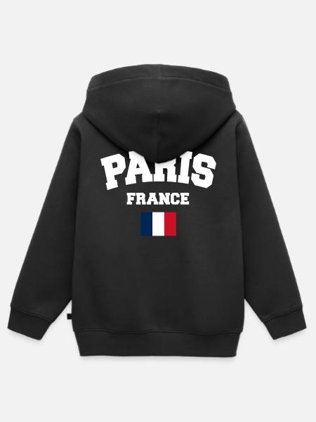 Paris - Kids Premium Organic Zip-up Hoodie - black