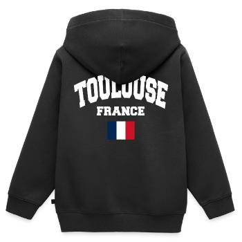 Toulouse - Kinder Premium Organic Zip Hoodie - Schwarz - Hinten - AI Model Kid Male (0cm)