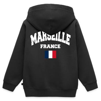 Marseille - Kinder Premium Organic Zip Hoodie - Schwarz - Hinten - AI Model Kid Male (0cm)