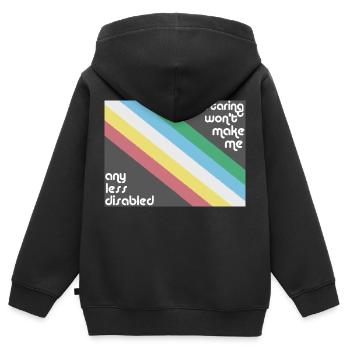 Das Anstarren macht mich nicht weniger behindert Pride-Flagge - Kinder Premium Organic Zip Hoodie - Schwarz - Hinten - AI Model Kid Male (0cm)
