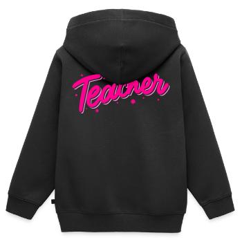 Lehrer Retro Niedliches Lehrerdesign - Kinder Premium Organic Zip Hoodie - Schwarz - Hinten - AI Model Kid Male (0cm)