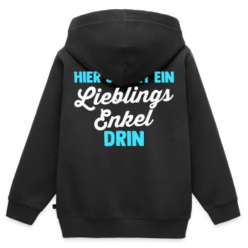 Enkel - Kinder Premium Organic Zip Hoodie - Schwarz - Hinten - AI Model Kid Male (0cm)