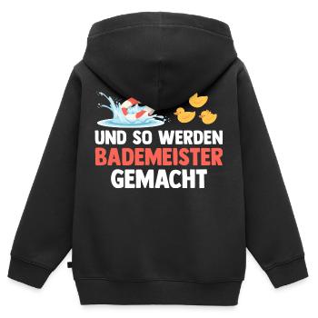 Rettungsschwimmer Bademeister - Kinder Premium Organic Zip Hoodie - Schwarz - Hinten - AI Model Kid Male (0cm)