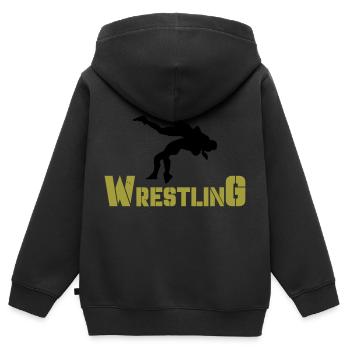 wrestling - Kinder Premium Organic Zip Hoodie - Schwarz - Hinten - AI Model Kid Male (0cm)