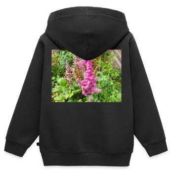 falscher Bocksbart Astilbe japonica - Kinder Premium Organic Zip Hoodie - Schwarz - Hinten - AI Model Kid Male (0cm)