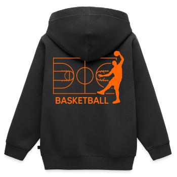 Basketteur slamdunk joueur de basket-ball « lancer des paniers » - Sweat Premium à capuche zippé enfant bio - noir - Dos - AI Model Kid Male (0cm)