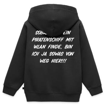 Sobald ich ein piratenschiff mit wlan finde - Kinder Premium Organic Zip Hoodie - Schwarz - Hinten - AI Model Kid Male (0cm)