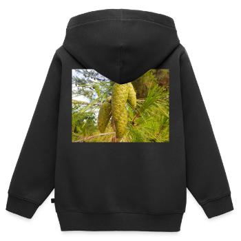 Pin d’Alep aussi Pin de Jérusalem Alep-Kiefer - Sweat Premium à capuche zippé enfant bio - noir - Dos - AI Model Kid Male (0cm)