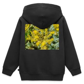 goldmoss stonecrop aussi mossy stonecrop Sedum acre - Sweat Premium à capuche zippé enfant bio - noir - Dos - AI Model Kid Male (0cm)