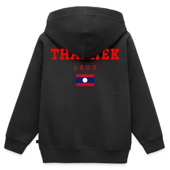Thakhek Laos - Sweat Premium à capuche zippé enfant bio - noir - Dos - AI Model Kid Male (0cm)