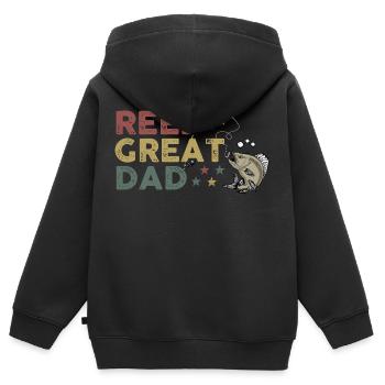 Reel Great Dad - Sweat Premium à capuche zippé enfant bio - noir - Dos - AI Model Kid Male (0cm)
