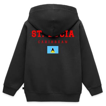 Saint Lucia - Kids Premium Organic Zip-up Hoodie - black - Back - AI Model Kid Male (0cm)