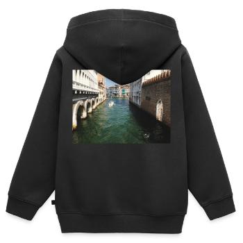 Sommer in Venedig - Kinder Premium Organic Zip Hoodie - Schwarz - Hinten - AI Model Kid Male (0cm)