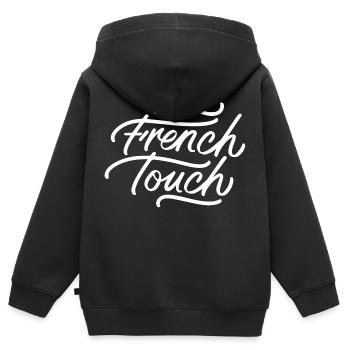 French touch - Sweat Premium à capuche zippé enfant bio - noir - Dos - AI Model Kid Male (0cm)