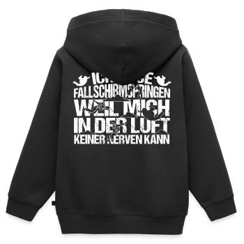 Fallschirm Fallschirmspringen - Kinder Premium Organic Zip Hoodie - Schwarz - Hinten - AI Model Kid Male (0cm)