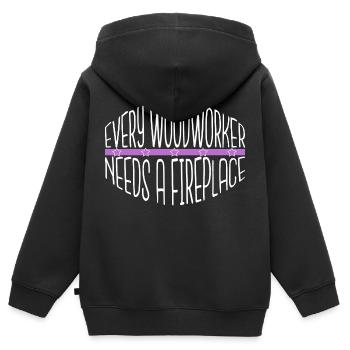 Casque de sécurité Charpentier Citations T-shirts - Sweat Premium à capuche zippé enfant bio - noir - Dos - AI Model Kid Male (0cm)