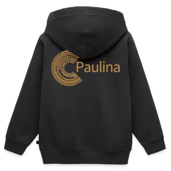 Für Paulina - Kinder Premium Organic Zip Hoodie - Schwarz - Hinten - AI Model Kid Male (0cm)