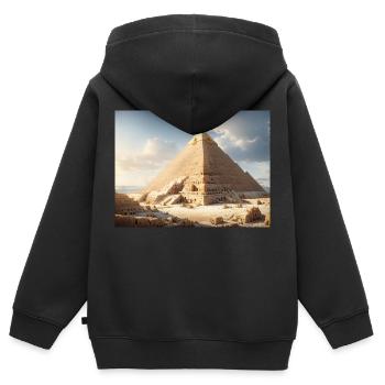 Ägyptische Pyramiden - Kinder Premium Organic Zip Hoodie - Schwarz - Hinten - AI Model Kid Male (0cm)