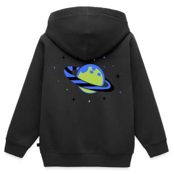 planet 02 - Kinder Premium Organic Zip Hoodie - Schwarz - Hinten - AI Model Kid Male (0cm)