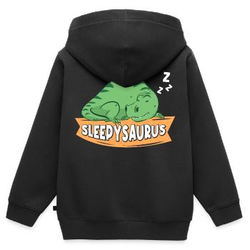 Sleepysaurus Lieblings Schalfshirt Schlafanzug Din - Kinder Premium Organic Zip Hoodie - Schwarz - Hinten - AI Model Kid Male (0cm)