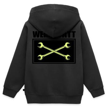 werkzeug werkstatt - Kinder Premium Organic Zip Hoodie - Schwarz - Hinten - AI Model Kid Male (0cm)