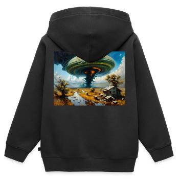 Zorn der Natur #1 - Kinder Premium Organic Zip Hoodie - Schwarz - Hinten - AI Model Kid Male (0cm)