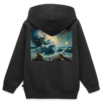 Zorn der Natur #3 - Kinder Premium Organic Zip Hoodie - Schwarz - Hinten - AI Model Kid Male (0cm)