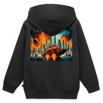 Zorn der Natur #4 - Kinder Premium Organic Zip Hoodie - Schwarz - Hinten - AI Model Kid Male (0cm)