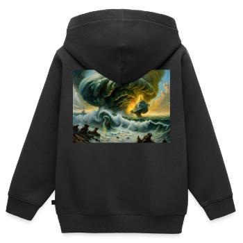 Zorn der Natur #5 - Kinder Premium Organic Zip Hoodie - Schwarz - Hinten - AI Model Kid Male (0cm)