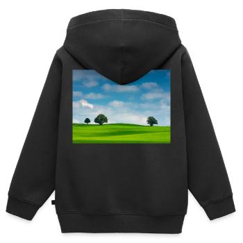 Paysage apaisant - Sweat Premium à capuche zippé enfant bio - noir - Dos - AI Model Kid Male (0cm)
