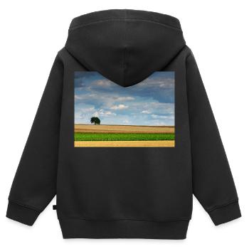 Weitblick - Kinder Premium Organic Zip Hoodie - Schwarz - Hinten - AI Model Kid Male (0cm)