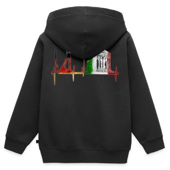 Zeche Tempel ,Deutschland Italien - Kinder Premium Organic Zip Hoodie - Schwarz - Hinten - AI Model Kid Male (0cm)