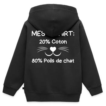 Chien de race border collie 3 - Sweat Premium à capuche zippé enfant bio - noir - Dos - AI Model Kid Male (0cm)