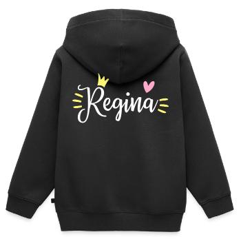 Regina Name Krone - Kinder Premium Organic Zip Hoodie - Schwarz - Hinten - AI Model Kid Male (0cm)